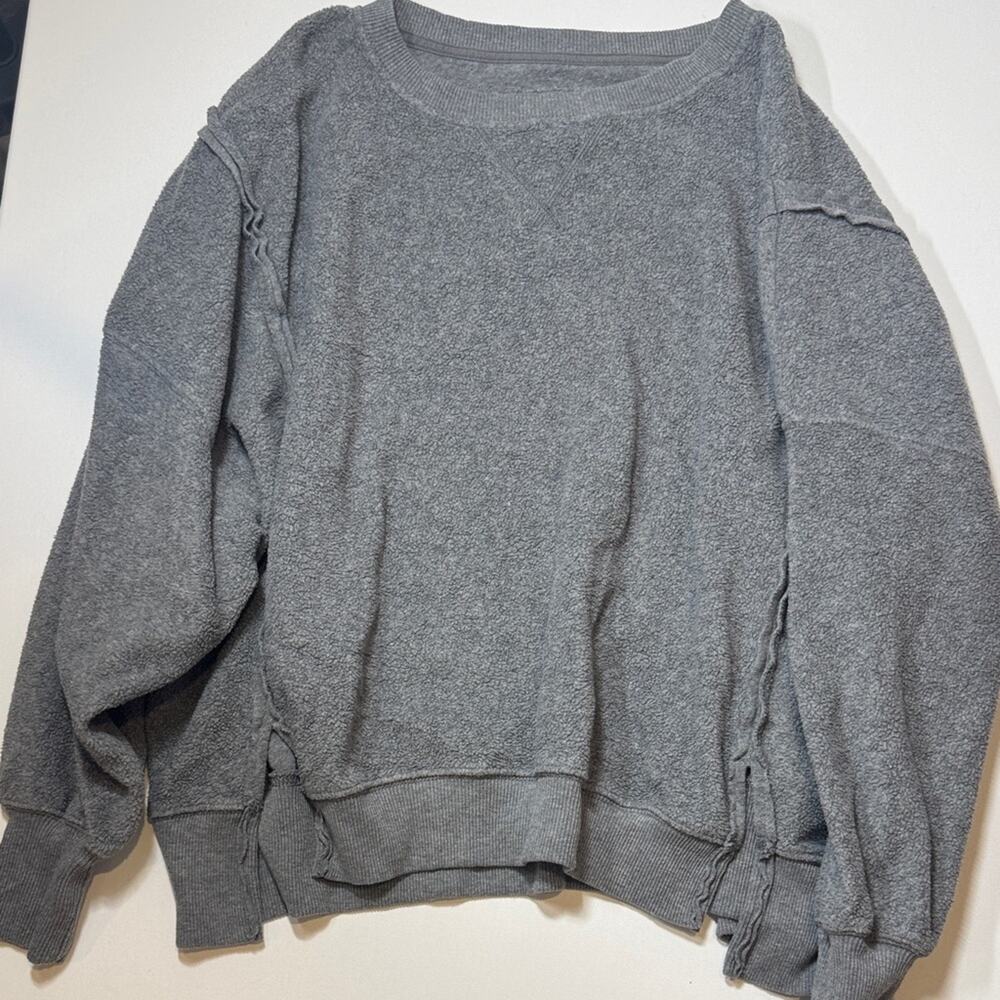American Eagle Outfitters Gray Scoopneck Oversized Pullover